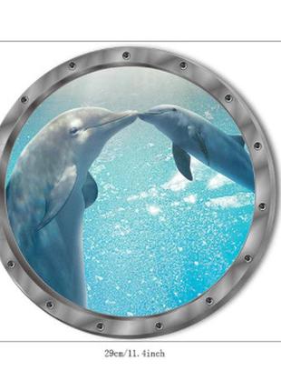 Виниловая наклейка в детскую "дельфины" - диаметр 28см2 фото
