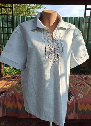Мужская этническая сорочка, лавсан 67%, вышивка, качество старой школы1 фото