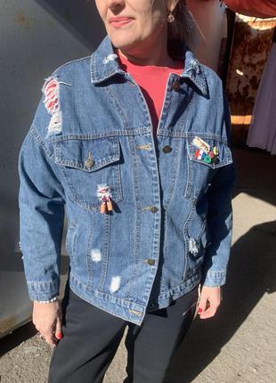 Джинсовка синяя джинсовка женская джинсовка джинсовая куртка синяя голубая куртка джинсовая2 фото