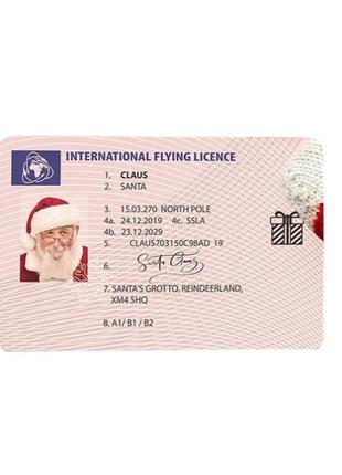 Удостоверение деда мороза - размер 8,5*5,5см, пластик