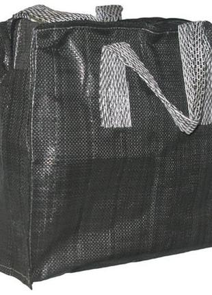 Чёрная однотонная хозяйственная сумка 450/500мм на молнии для покупок1 фото