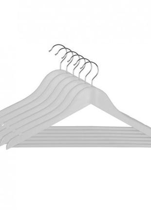 Белая деревянная вешалка плечики 44,5см с перекладиной для одежды3 фото