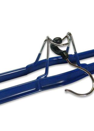 Металева вішалка плічко 26см в синьому силіконі з затиском для штанів,спідниць2 фото