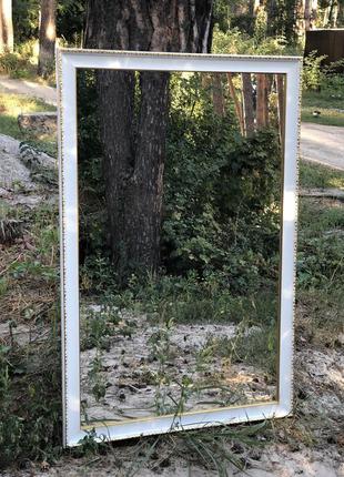 Зеркало беое с золотом 139/92см в багетной деревянной рамке1 фото