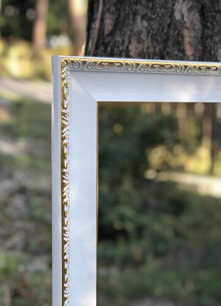 Зеркало беое с золотом 139/92см в багетной деревянной рамке2 фото