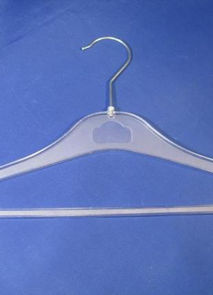 Прозрачные пластмассовые плечики 38,5см с металлическим крючком для одежды с перекладиной