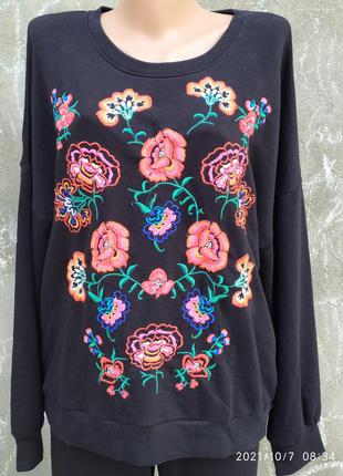Свитшот с вышивкой премиум бренд 100%коттон