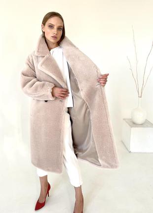 Шуба меховое пальто из натуральной овчины на мороз в стиле макс мары9 фото