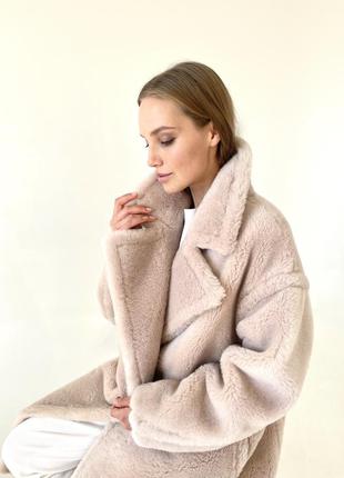 Шуба меховое пальто из натуральной овчины на мороз в стиле макс мары7 фото