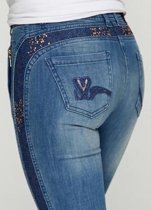 Роскошные новые крутые джинсы sassofono с кружевом и стразами сваровски!