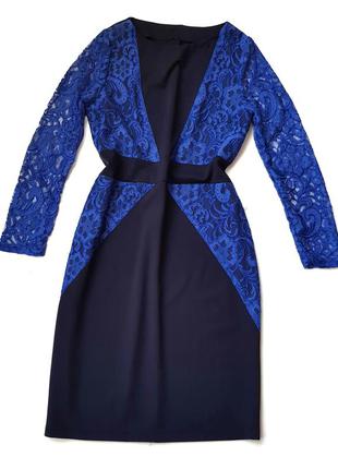 Платье темно-синее с синим гипюром1 фото