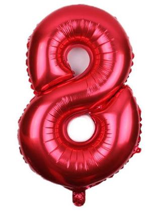 Кулька цифра 8 фольгована 32 дюйма червоний