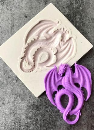 Молд силиконовый дракон 51 на 62 мм серый