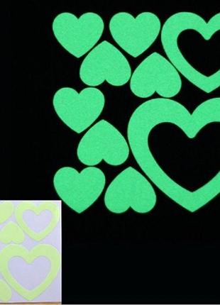 Світяться сердечка в темряві 10*10см