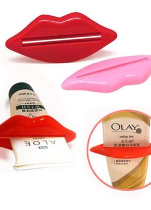 Выдавливатель для тюбика "губки" - набір 2шт. рожевий і червоний, пластик