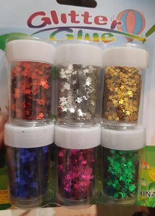 Конфетті зірочки набір 6 штук 2 мм різнобарвний