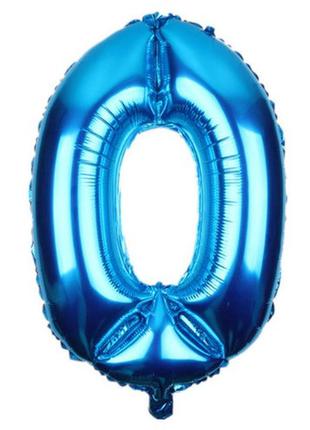 Шарик цифра 0 фольгированная 32 дюйма голубой