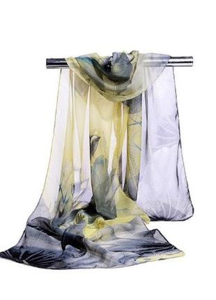Жіночий шарф болотного кольору, (світліший, ніж на фото) - розмір шарфа приблизно 145*46см, шифон