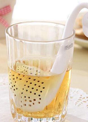 Ситечко для чаю "лебідь" білий - довжина 13см, пластик