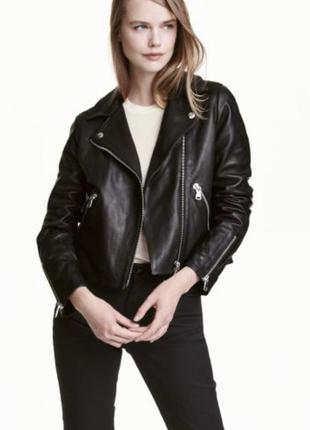 Кожаная женская куртка косуха чёрного цвета2 фото