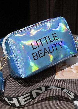 Женская голографическая сумка через плечо детская сумка little beauty синяя голубая