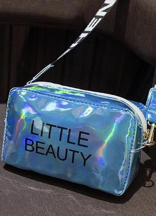 Женская голографическая сумка через плечо детская сумочка little beauty синяя голубая2 фото