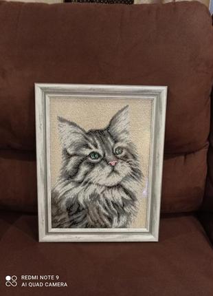 Картина бісером кіт