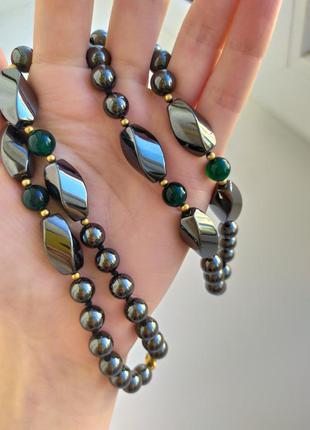 Набір намиста і сережки з натурального агата з америки