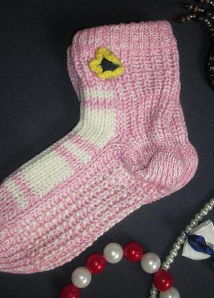 Суперовые вязаные носки тапочки с антискользящей стопой .2 фото