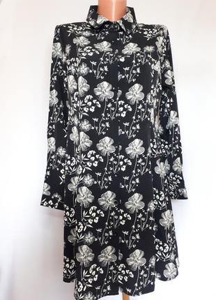 Стильное платье рубашка в цветочный принт new look(размер 12)6 фото