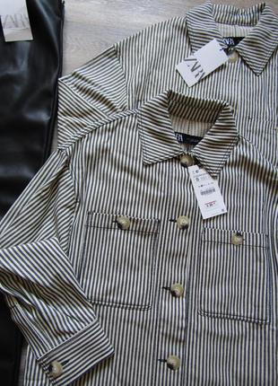 Куртка-рубашка котон оверсайз zara размер s и l оригинал новая коллекция9 фото