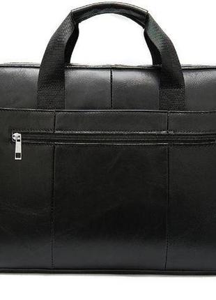 Деловая мужская сумка из зернистой кожи vintage 14886 черная, черный2 фото