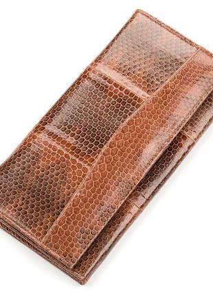 Кошелек женский sea snake leather 18147 из натуральной кожи морской змеи коричневый, коричневый