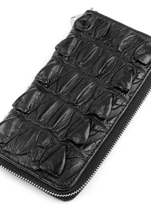 Кошелек crocodile leather 18249 из натуральной кожи крокодила черный, черный