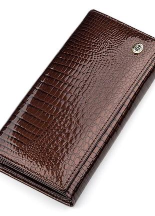 Кошелек женский st leather 18396 (s3001a) лакированная кожа коричневый, коричневый