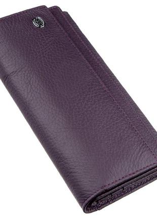 Женский кошелек с визитницей на кнопке st leather 18950 фиолетовый, фиолетовый1 фото