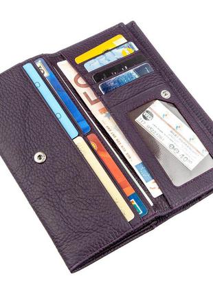 Жіночий гаманець з візитницею на кнопці st leather 18950 фіолетовий, фіолетовий4 фото