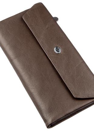 Практичный женский кошелек-клатч st leather 18841 коричневый, коричневый