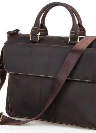 Кожаная мужская сумка европейского качества vintage 14161 коричневая, коричневый