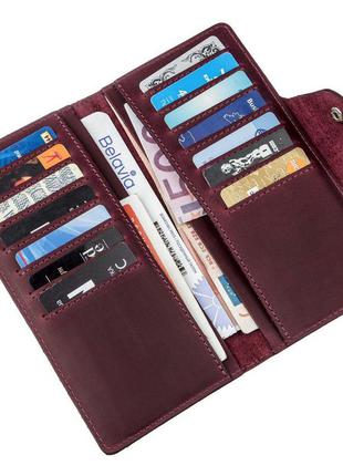 Бумажник женский из винтажной кожи shvigel 16166 бордовый, бордовый3 фото