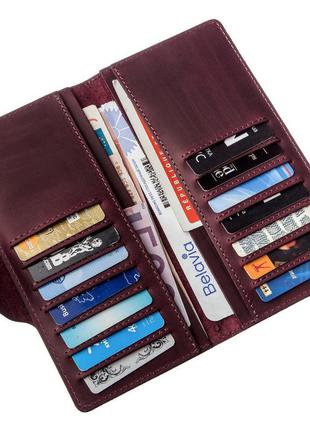 Бумажник женский из винтажной кожи shvigel 16166 бордовый, бордовый4 фото