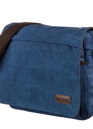 Текстильная сумка для ноутбука 13 дюймов через плечо vintage 20189 синяя