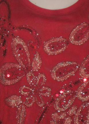 Блузка бордовая расшитая бисером, 50-52 р-р шикарная.4 фото