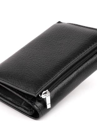 Горизонтальне портмоне зі шкіри унісекс на магніті st leather 19331 чорне3 фото