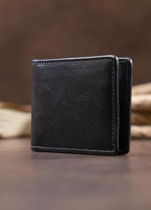 Стильное портмоне с зажимом для денег без застежки grande pelle 11295 черное7 фото