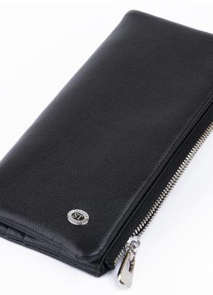 Вертикальний гаманець на кнопці жіночий st leather 19200 чорний2 фото