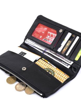 Вертикальний гаманець на кнопці жіночий st leather 19200 чорний4 фото