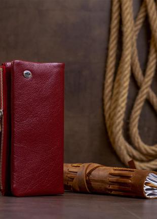 Вертикальний гаманець на кнопці жіночий st leather 19204 бордовий