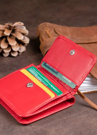 Маленький гаманець на кнопці жіночий st leather 19239 червоний8 фото