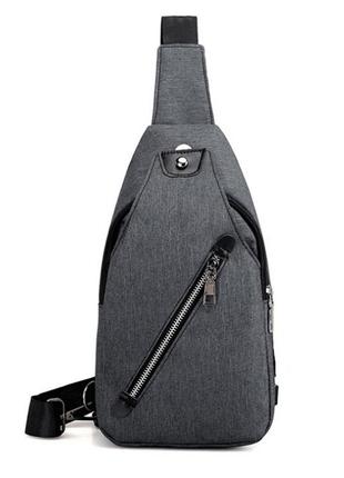 Чоловіча сумка слінг текстильна joy art sp2352, темно-сіра1 фото